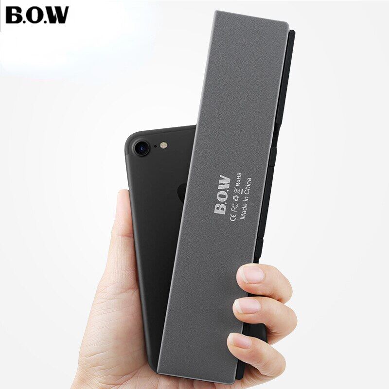 Bow Mini Bàn phím gập bluetooth Bàn phím không dây support3 thiết bị với đứng bàn phím gập sạc cho điện thoại máy tính bảng