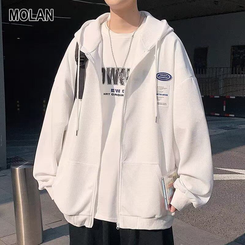 MOLAN Áo khoác hoodie zipNgười Đàn Ông Của Áo Nỉ Có Mũ Giản Dị Áo Cardigan thời trang Top Comfort Vải Lỏng Blazer Thanh Niên Phổ Biến áo khoác có khóa kéo