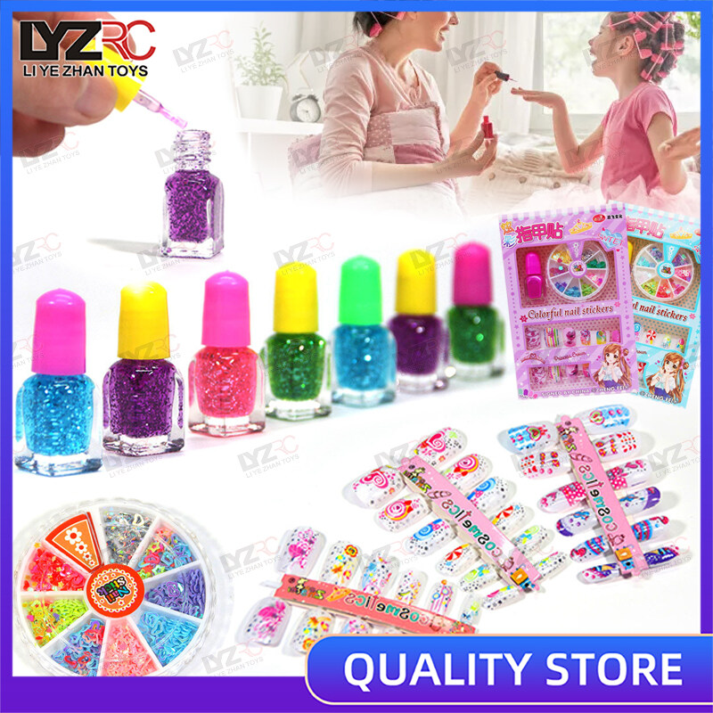 LYZRC Luminous Nail Makeup Set Kids Toys Girl Play House Jewelry Box