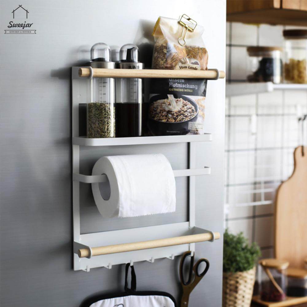 Sweetjar Tủ Lạnh Nam Châm Rick Nhà Bếp Sáng Tạo, Giá Đựng Đồ Đa Năng, Sắp Xếp Nhà Bếp Giá Inox