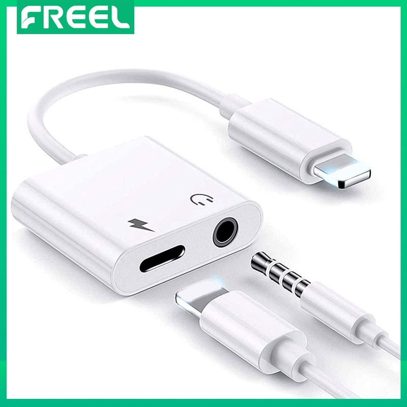 Bộ chuyển đổi tai nghe iphone freel, bộ chuyển đổi tai nghe lightning sang 3.5mm bộ chia tai nghe dongle & giắc cắm âm thanh aux 3.5mm cho iphone 12/11/xs/xr/x/8/7/se/ipad, hỗ trợ tất cả ios
