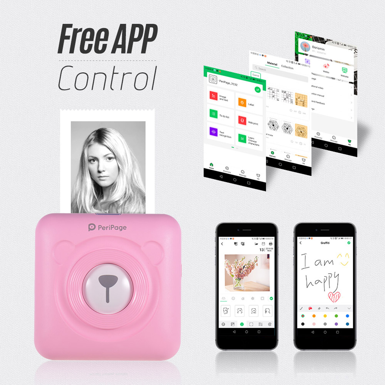 PeriPage Túi Mini Không Dây BT Máy In Nhiệt Hình Ảnh Nhãn Ghi Nhớ Máy In Giấy Có Cáp USB Hỗ Trợ Cho Hệ Điều Hành Điện Thoại Thông Minh IOS Android