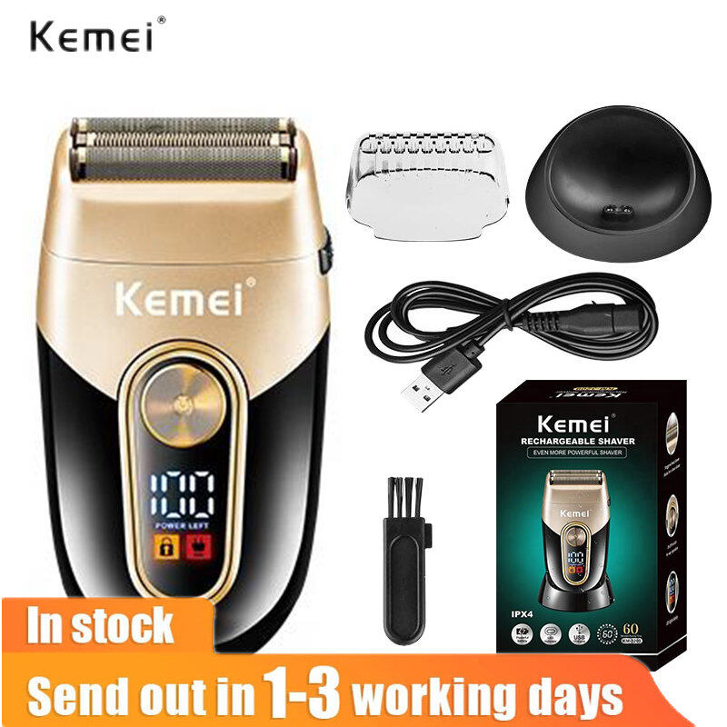 Kemei Electric Razor Electric Shaver Rechargeable Shaving Machine For Men Shaver Beard Razor Wet-Dry Use Beard Trimmer Charging Base ราคา 508 บาท*ส่งฟรี