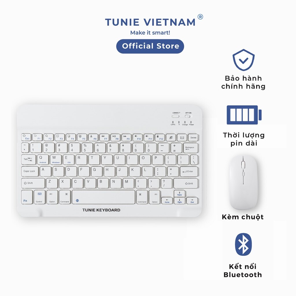 Bàn phím Bluetooth không dây kèm chuột dùng cho điện thoại, máy tính bảng, laptop