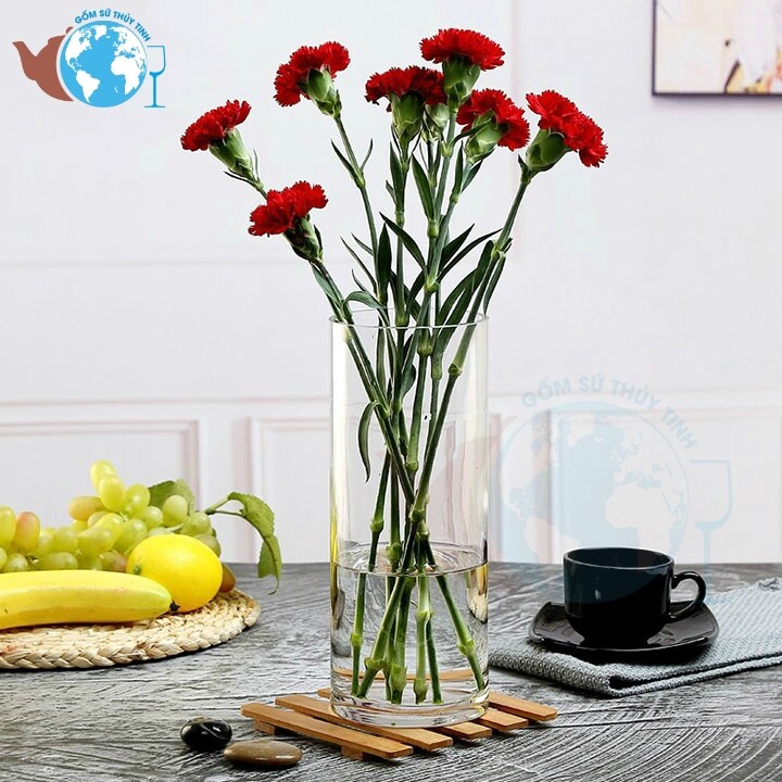 D12cm x h30cm lọ hoa bình bông thủy tinh trang trí