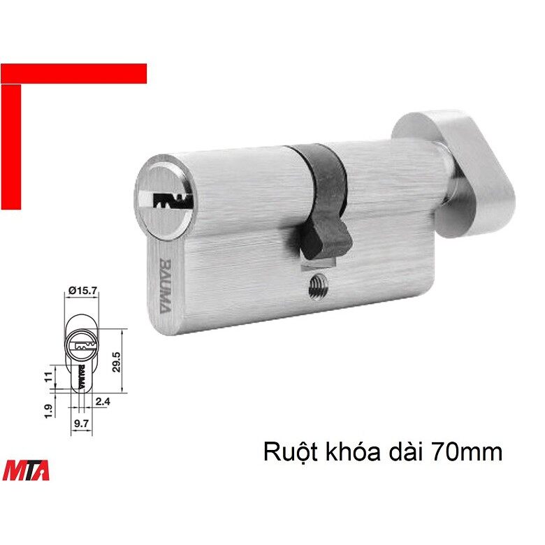 Khóa cửa bauma hafele 916.87.826 ruột khóa đầu vặn đầu chìa