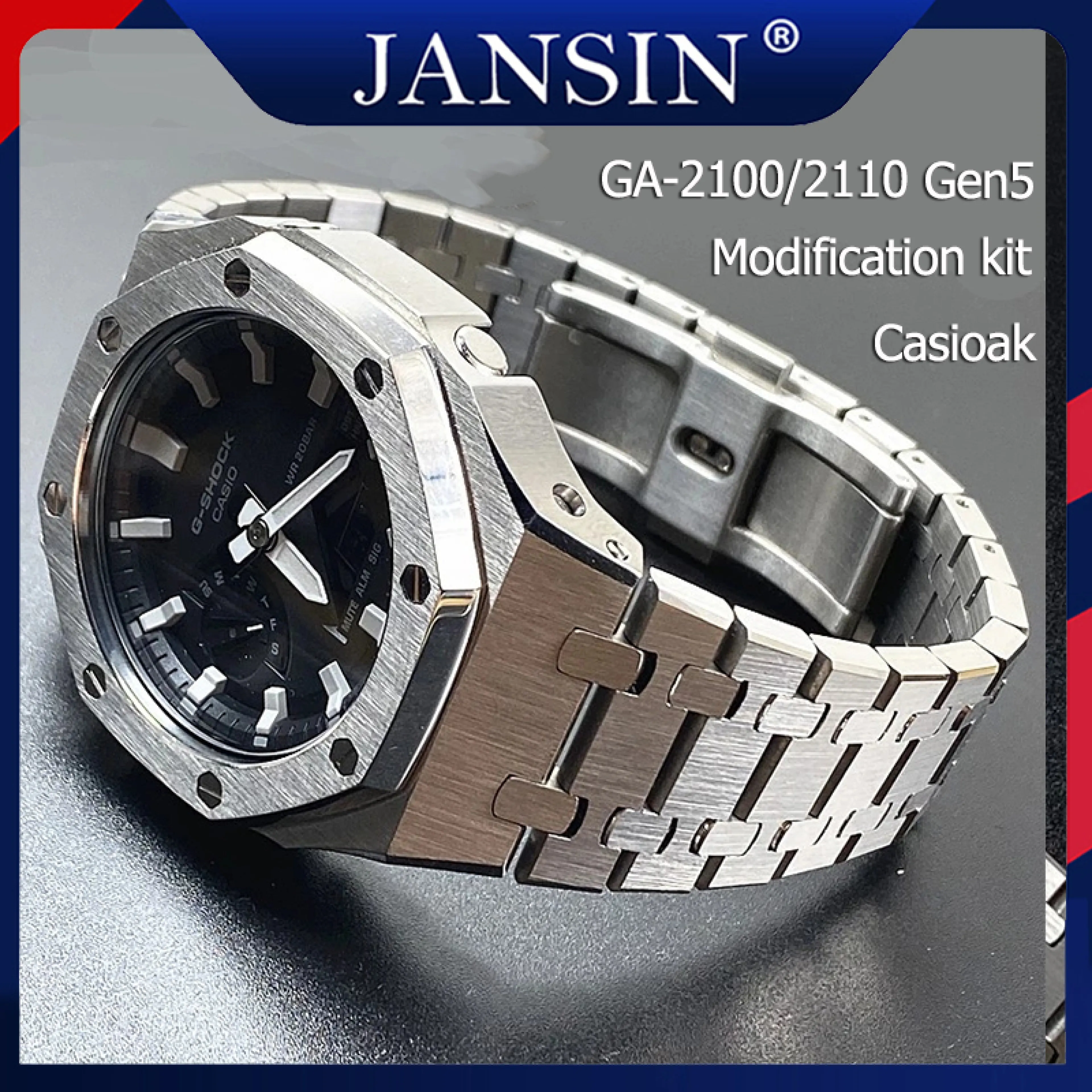 Casioak Ga2100 Gen5 Gm2100 Gma-S2100 Watch Mod Kit Stainless Steel Watch Band Modified Case Watch Band Case Cover G-Shock Ga2100/Ga2110/Gab2100 Spare Watch Strap