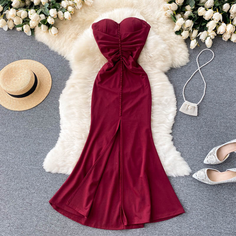 Đầm dài thanh lịch cá tính quý phái lộng lẫy cho nữ đầm dạ hội dáng ôm quyến rũ đầm đuôi cá xẻ tà