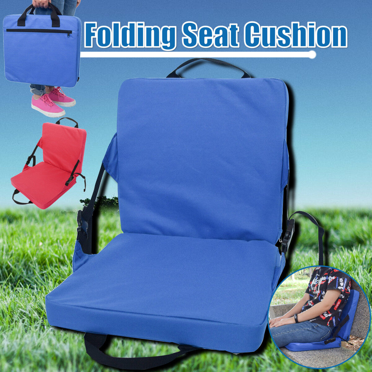 Generic Foldable Outdoor Beach Cushion Chair Seat Car Stadium Padding