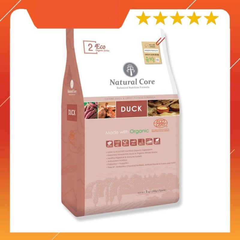 Thức ăn hữu cơ natural core cho chó thịt vịt