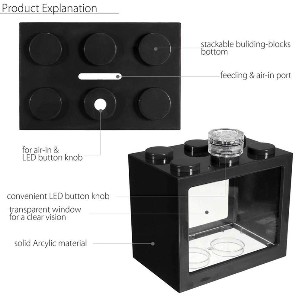 Mini Aquarium Fish Box With LED LightDesktop Terrarium For