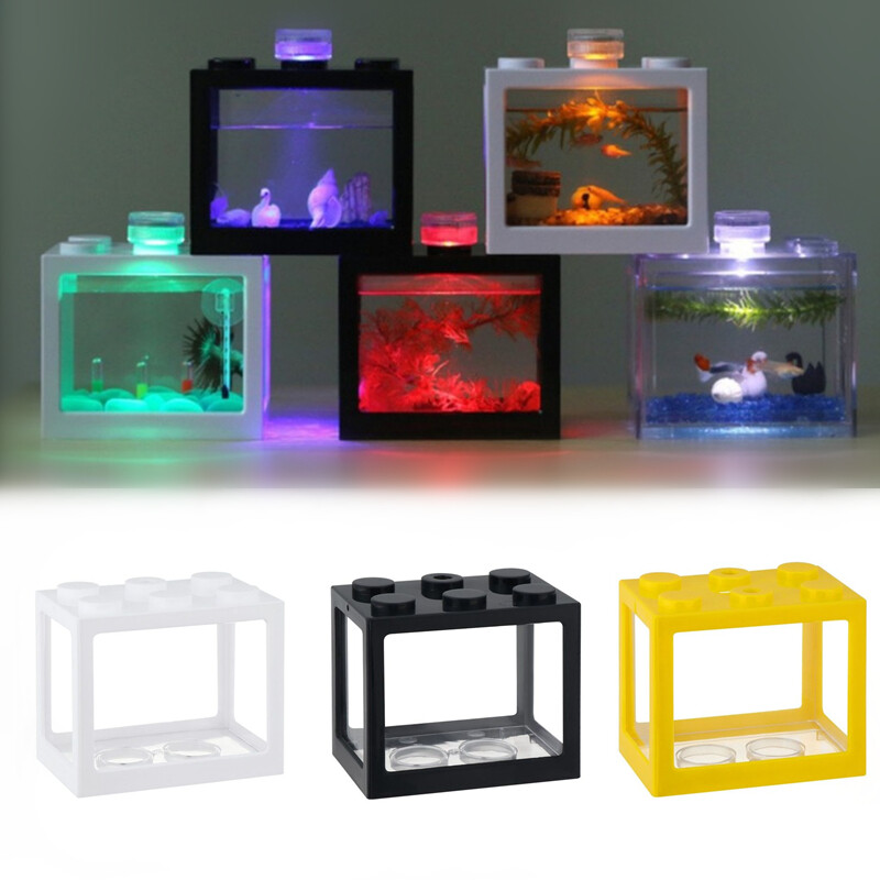 Khối xây dựng bằng nhựa acrylic hộp betta bể cá hộp nhà nuôi ếch bò sát bể cá nhỏ để trang trí bàn nhà văn phòng