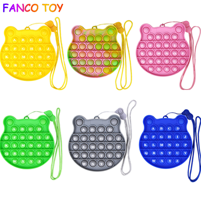 Đồ chơi giảm chấn đơn giản, mini giảm căng thẳng với móc khóa, bong bóng pop đẩy đồ chơi cảm giác fidget giảm căng thẳng