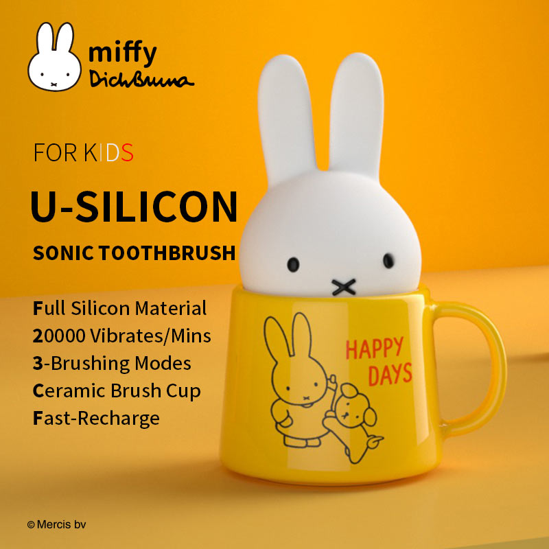 Miffy & Mipow bàn chải đánh răng chạy điện Cho Trẻ Em Hình Chữ U Thông Minh 360 Độ Silicon siêu âm tự động răng Bàn Chải Cho Trẻ Em