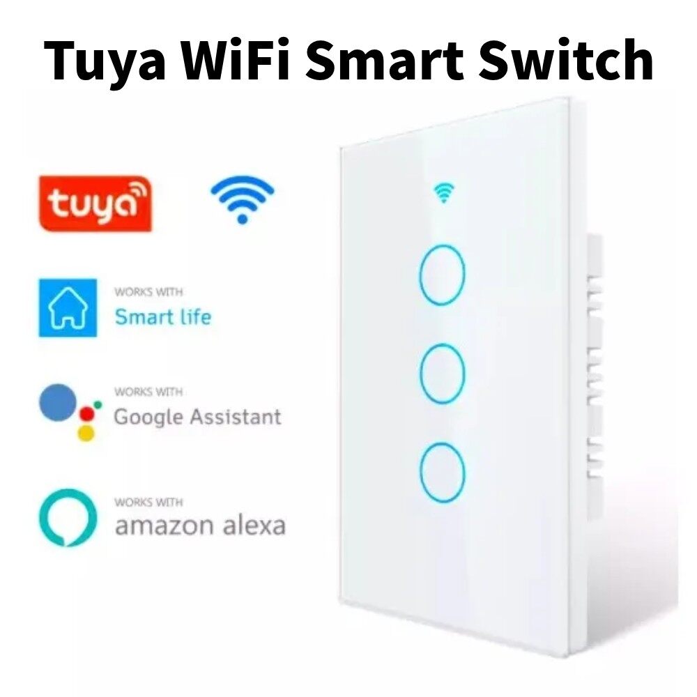 Aabest tuya cuộc sống thông minh công tắc wifi (Wifi + RF433) 4 nút hình chữ nhật mặt kính cảm ứng 4 nút cho nhà thông minh EU