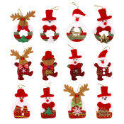 12Pcs Christmas Bells Ornaments / Snowman Xmas Tree Hanging/ Christmas Cloth Doll Pendant / Christmas Tree Ornament Holiday Decorations