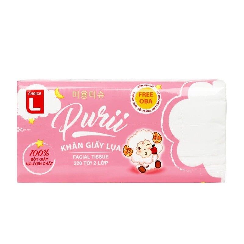 Khăn giấy lụa purii choice l 220 tờ