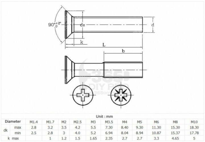 5pcs M5 Countersunk Philips Cross Recessed Screw Flat Head Stainless Steel 304 Bolt DIN7991 Standard