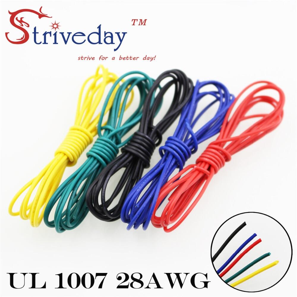 1 mét 3.28 ft ul 1007 28 AWG 10 màu sắc có thể chọn cáp dây đồng tự làm dây điện tử