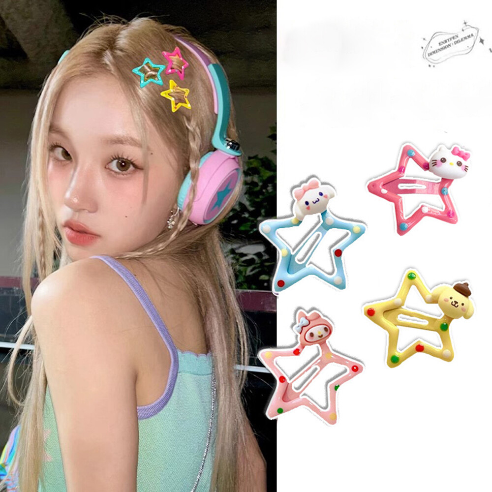 Kẹp Tóc Ngôi Sao Sanrio dễ thương kẹp nhỏ hoạt hình Kẹp tóc mái bên Kẹp Tóc Dễ Thương Mũ