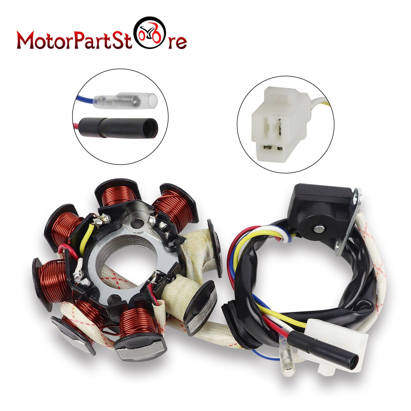 Cuộn dây đánh lửa stator magneto 8 cực cho gy6 49cc 50cc 110cc 125cc 150cc 139qmb 147qmd 152qmi 157qmj xe tay ga atv go kart