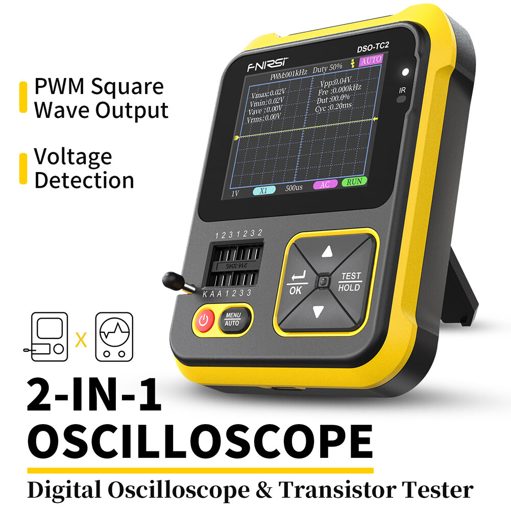 Smart sensor máy đo dao động cầm tay băng thông 200khz máy kiểm tra bóng bán dẫn máy đo dao động kỹ thuật số dụng cụ kiểm tra 2 trong 1 đầu ra sóng vuông pwm màn hình màu 2.4 inch với đèn nền máy hiện sóng đa năng