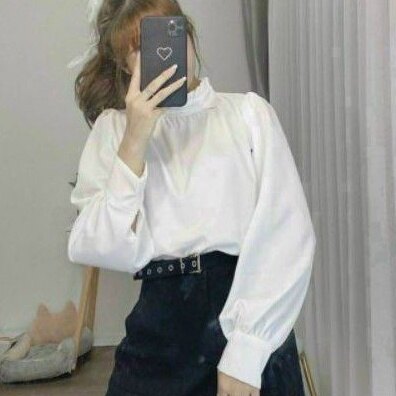 Áo Sơ Mi Cổ Trụ Tay Phồng Phối Viền Bèo Tiểu Thư Puca