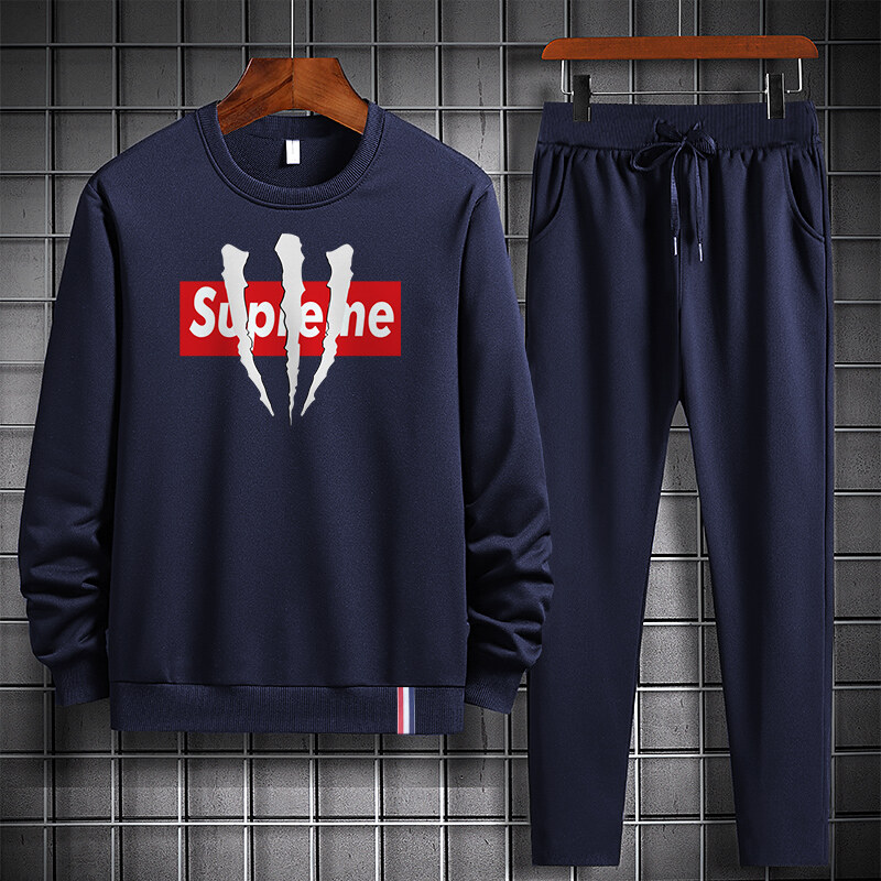 Sweater Suit Men's Autumn and Winter Leisure Sports Suit Round Neck Long Sleeve Men's Running Two-piece Large Size