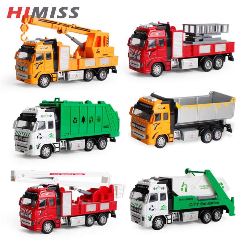 HIMISS RC 1:38 Children Alloy Car Toy Fire Truck Engineering Vehicles Pull Back Car Model Toys For Boys Birthday Gifts ราคา 109 บาท*ส่งฟรี