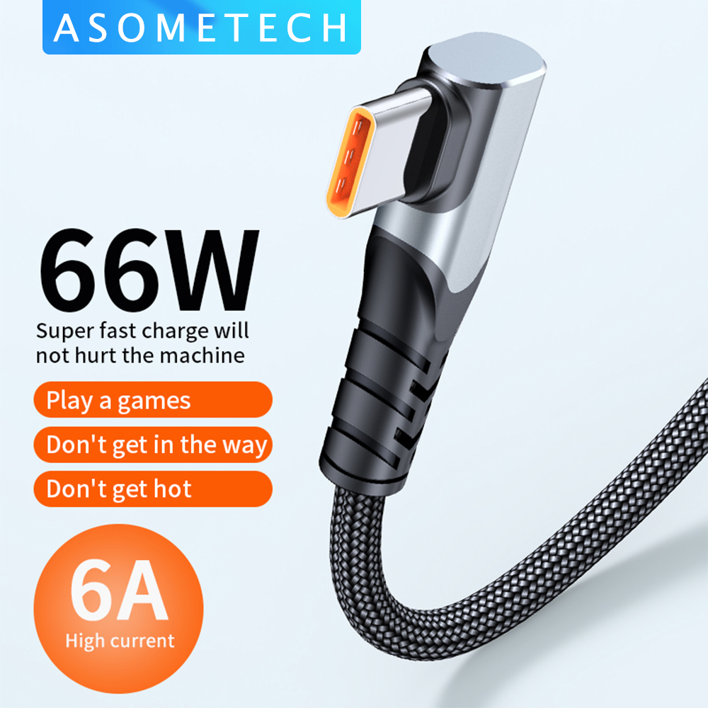 Cáp sạc nhanh 90 độ usb type c 6a 66w cho huawei mate40 pro 5a cáp sạc usb c dây dữ liệu cho xiaomi 1/2m