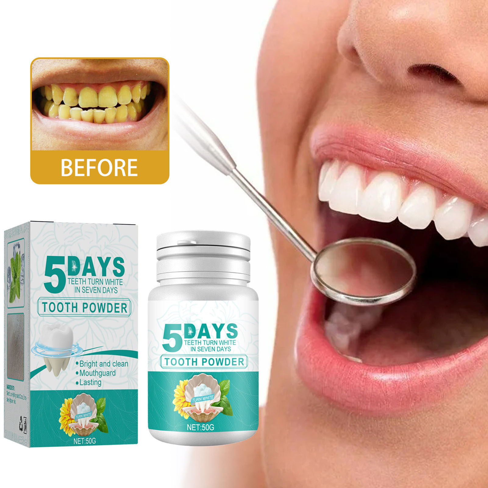 50G Cá Nhân chăm sóc răng miệng Bột chăm sóc răng miệng Kem Đánh Răng Thay