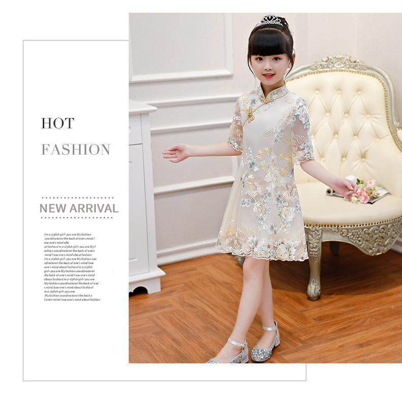 Girls cheongsam dress summer dress children's dress 2021 New Princess dress fashionable skirt girl Han Chinese clothing