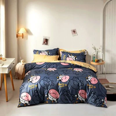 4PCS/Set Bedding Set Cartoon Comforter Duvet Quilt Cover Flat Bed Sheet Pillowcase Super Single Queen King (2)