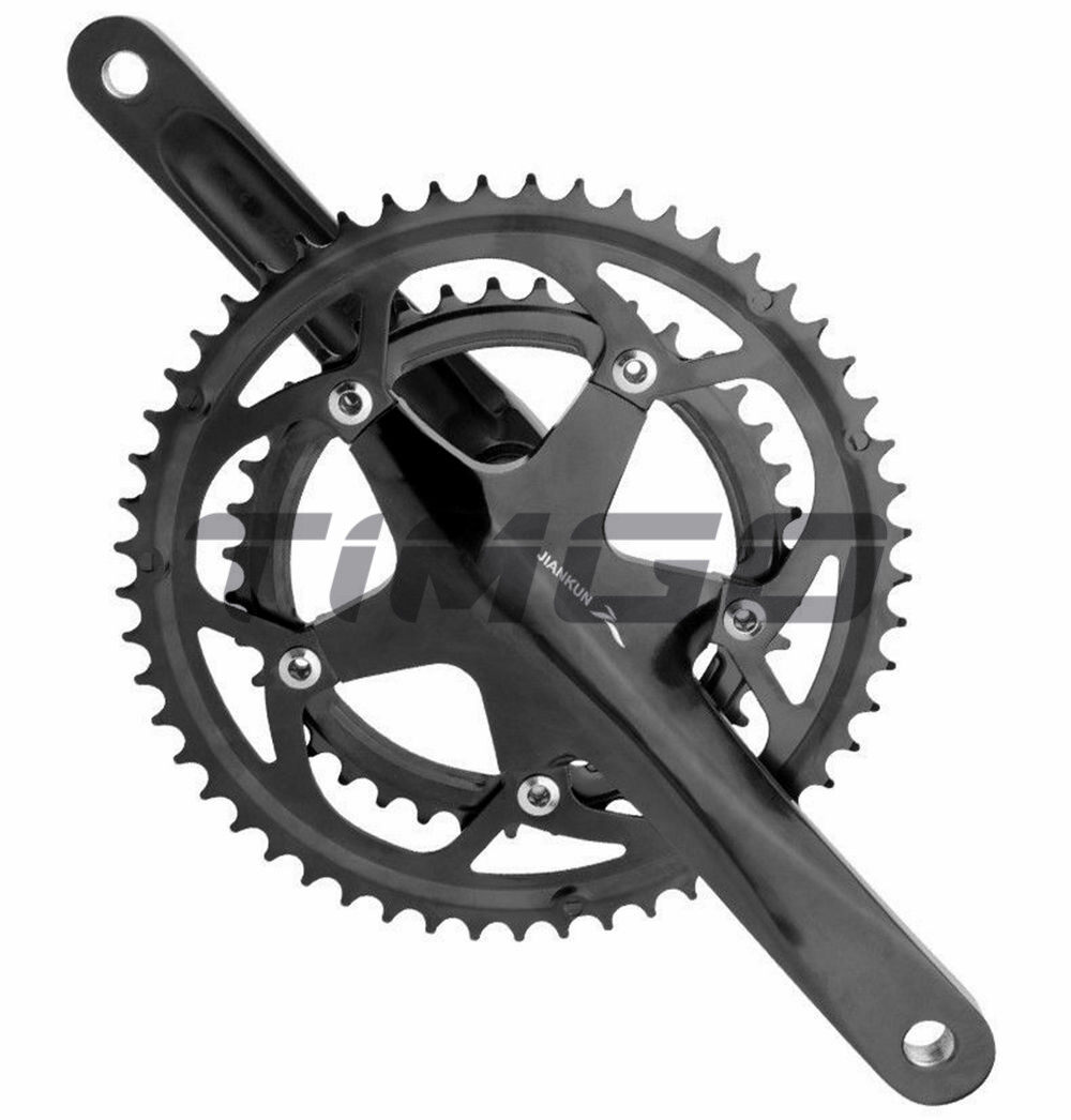 Jiankun Road Bike 2 x 9/10/11 Speed Crankset Hollowtech Bottom Bracket 50-34T / 53-39T 170mm