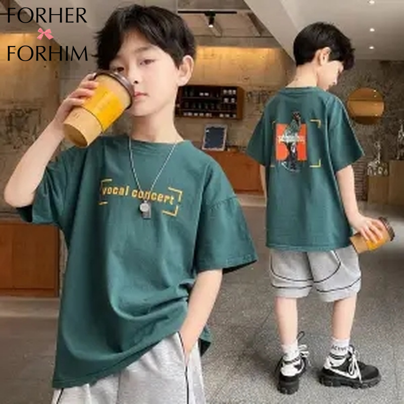 FORHER FORHIM Boys Short-sleeved T-shirt Summer New Style, Big Children's Cotton Summer Shirt, Children's Korean Boy Half-sleeved Children's Clothing Trend FH2241 ราคา 171 บาท*ส่งฟรี