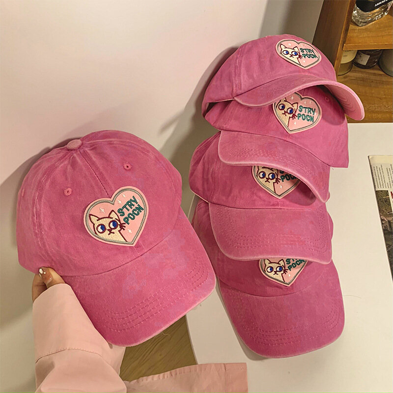 Lovely Cat Baseball Cap for Girl for Women Pink