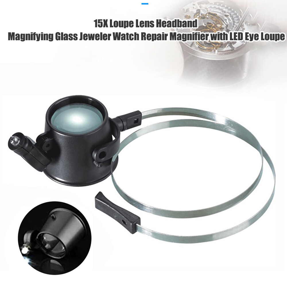 Băng Đô Ống Kính Loupe 15X, Kính Lúp Kính Lúp Kính Lúp Sửa Chữa Đồng Hồ Cho Thợ Kim Hoàn Có Kính Lúp LED