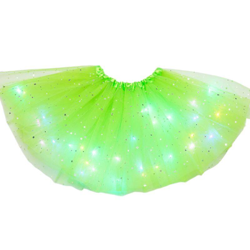 ผู้หญิง Star Tutu กระโปรง LED Light Up นีออนที่มีสีสัน Dance PARTY ชุดสั้น