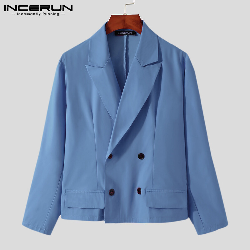 INCERUN Áo Blazer Nam Cài Khuy Áo Khoác Câu Lạc Bộ Tiệc Tùng Màu Trơn Dài Tay Áo Khoác Ngoài (Trang Phục Thường Ngày) #2