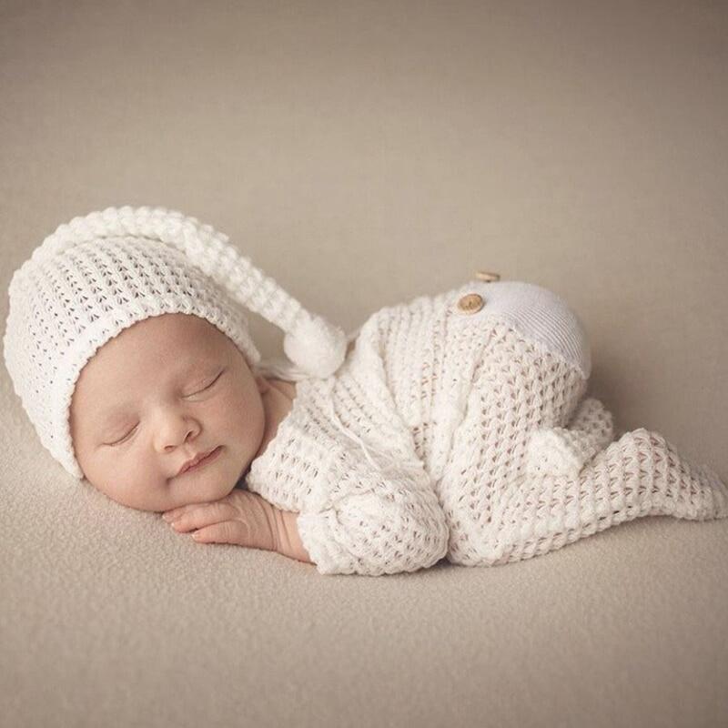Newborn quần áo chụp ảnh hat + Jumpsuit 2 cái Bộ ảnh em bé đạo cụ phụ kiện