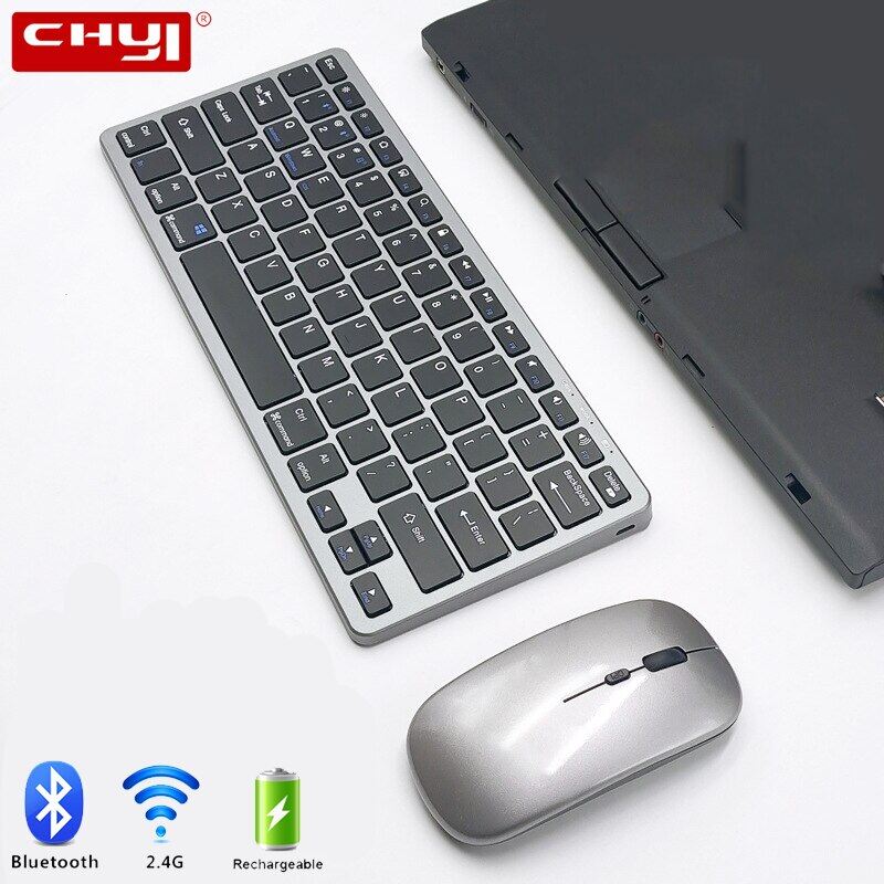  78 Keys Bluetooth Wireless Keyboard Mouse Set 2.4G Three Modules Office Ergonomic Keypad Combo For Laptop Notebook Tablet Compatible Windows Mac Android 