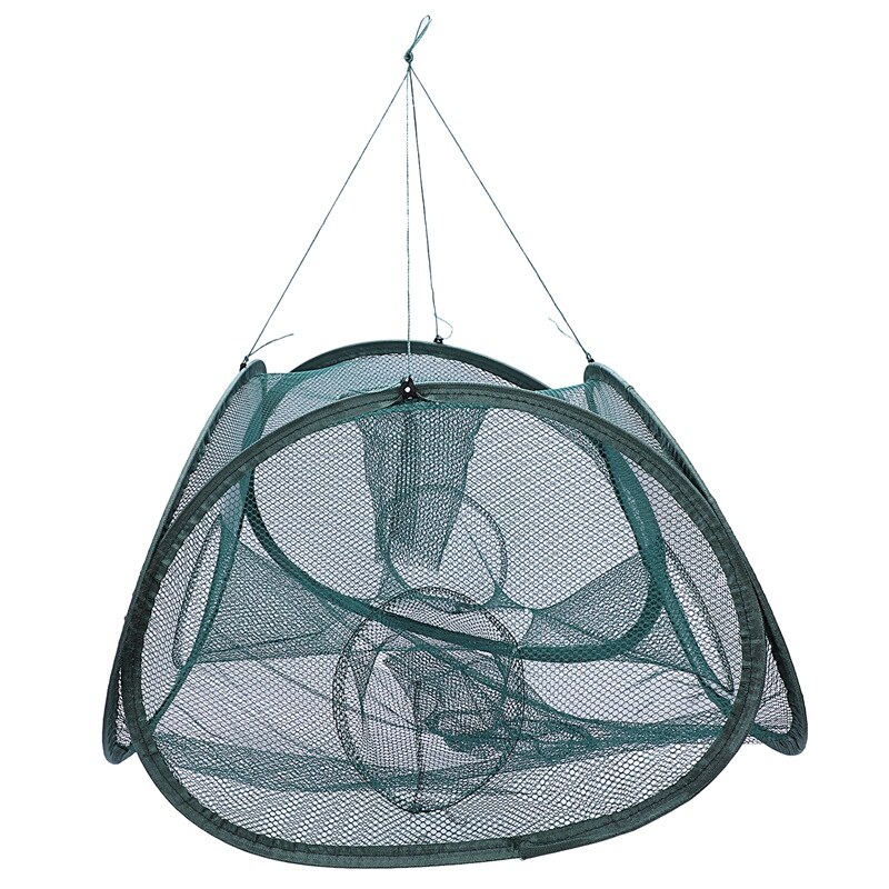 5 Holes Automatic Fishing Net Shrimp Cage Nylon Foldable Crab Fish Trap Cast Net Cast Folding Fishing Network