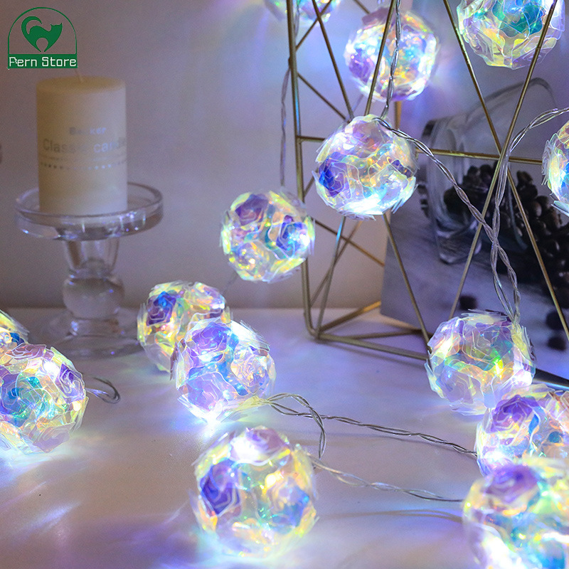 Fs dây đèn led hoa hồng mới dây đèn trang trí hình trái tim cô gái dây đèn laser mơ ước bóng nhiều màu sắc cho ngày lễ.