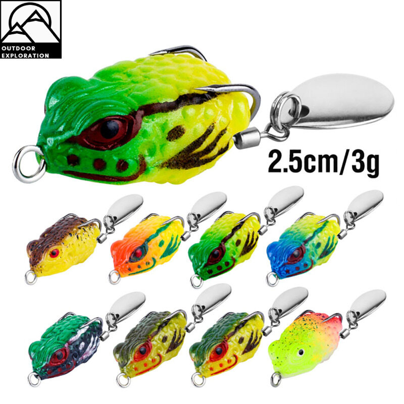 Xm 2.5cm/3G Mini ếch Mồi Câu Cá với muỗng móc kép nhân tạo Mồi giả mềm nhảy Mồi ếch