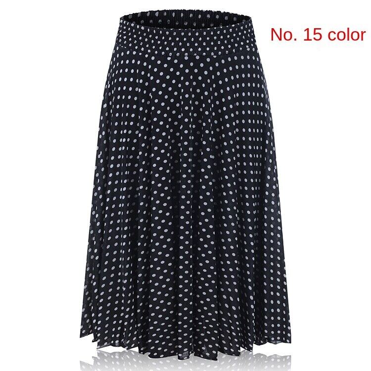 Middle-aged and elderly dancing dress women's summer skirt mid-length Mother's Ice Silk pleated skirt square dance skirt for the elderly