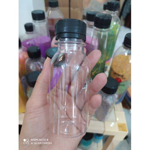 Combo 100 chai nhựa pet tròn 100ml nắp nhựa kèm tem thank you❤