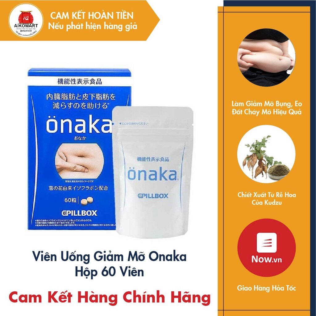 Viên uống giảm mỡ bụng onaka nhật bản hộp 60 viên