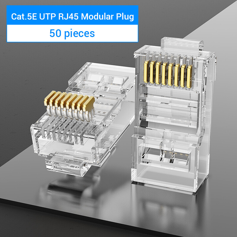 Vention Đầu RJ45 Cat6 UTP - Đầu Mạng LAN 8P8C - Vỏ PC Bền - Lõi Đồng Mạ Vàng 50μm - Chống Gỉ - Tương