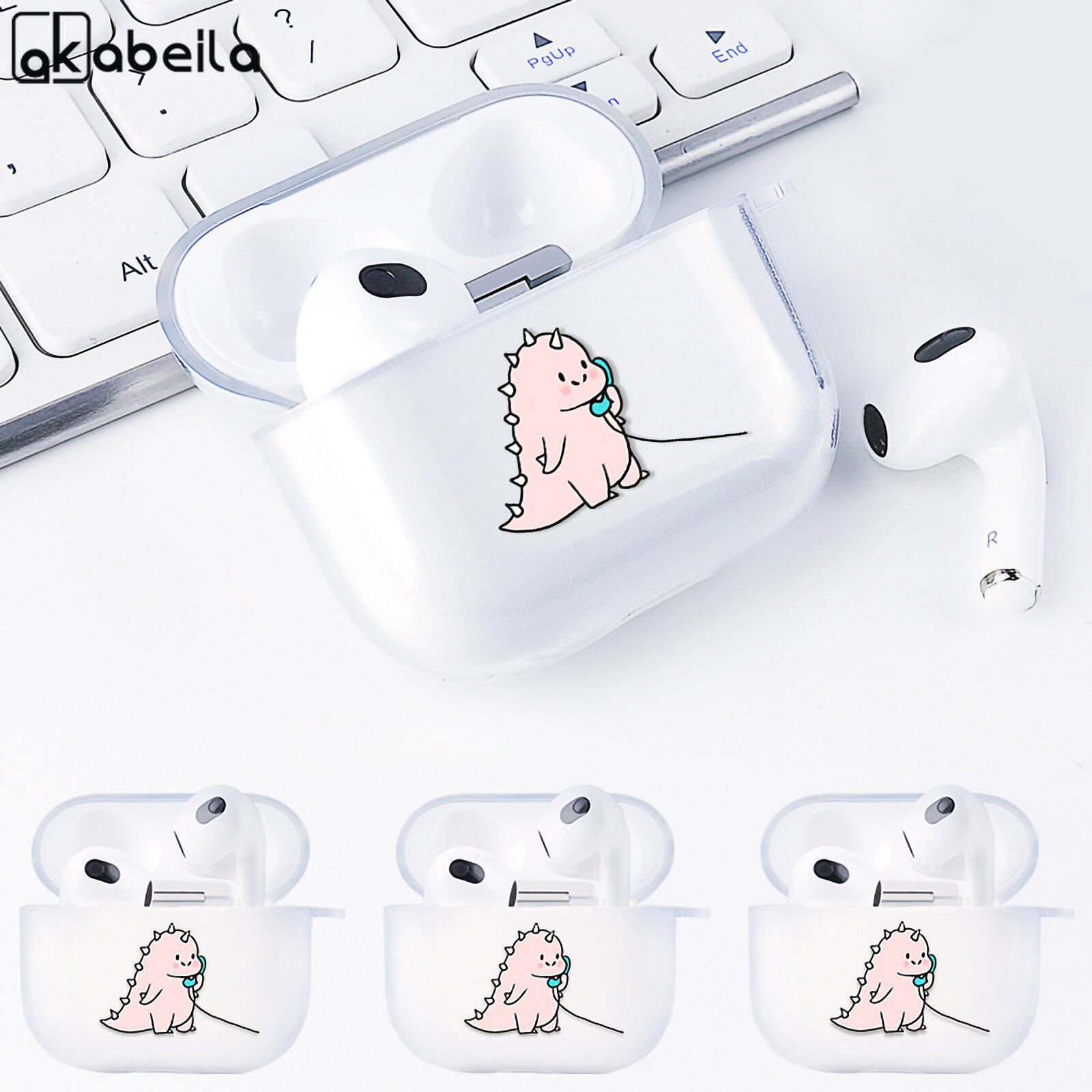 Free Ring Cartoon Cute Dinosaur Penguin Couple Airpods Cases for Airpods 1
