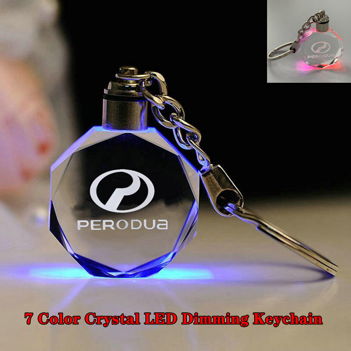 Perodua car Keychain Emblem LED Light Color Crystal Customized